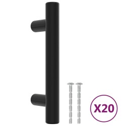 Poignées d'armoire 20 pcs noir 64 mm acier inoxydable 