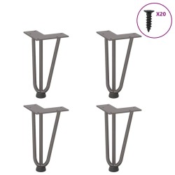 Pieds en épingle à cheveux pour table basse 4 pièces Acier naturel 20 cm Acier massif 
