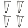 Pieds en épingle à cheveux pour table basse 4 pièces Acier naturel 20 cm Acier massif 