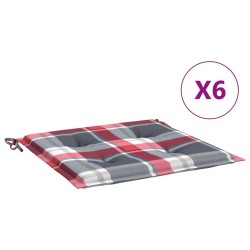 Coussins de chaise de jardin lot de 6 carreaux rouges 50x50x3cm 