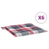 Coussins de chaise de jardin lot de 6 carreaux rouges 50x50x3cm 