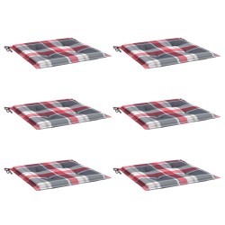 Coussins de chaise de jardin lot de 6 carreaux rouges 50x50x3cm 