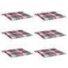 Coussins de chaise de jardin lot de 6 carreaux rouges 50x50x3cm 