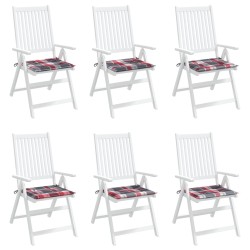 Coussins de chaise de jardin lot de 6 carreaux rouges 50x50x3cm 