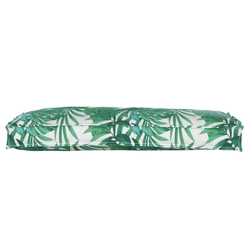 Coussin pour palette à motif de feuilles 100x40x8 cm en tissu Oxford 