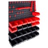 Kit de bacs de stockage et panneaux muraux 29 pcs rouge et noir 