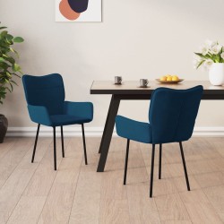 Chaises à manger lot de 2 Bleu Velours 