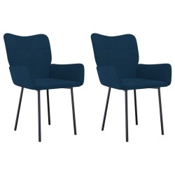 Chaises à manger lot de 2 Bleu Velours 