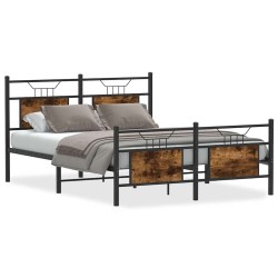 Cadre de lit sans matelas chêne fumé 150x200 cm bois ingénierie 