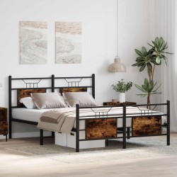 Cadre de lit sans matelas chêne fumé 150x200 cm bois ingénierie 
