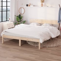 Cadre de lit sans matelas bois de pin massif 