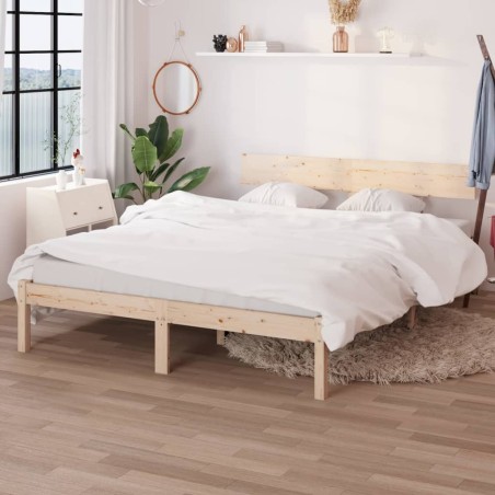 Cadre de lit sans matelas bois de pin massif 
