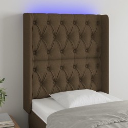 Tête de lit à LED Marron foncé 83x16x118/128 cm Tissu 
