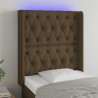 Tête de lit à LED Marron foncé 83x16x118/128 cm Tissu 