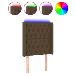 Tête de lit à LED Marron foncé 83x16x118/128 cm Tissu 