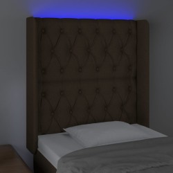 Tête de lit à LED Marron foncé 83x16x118/128 cm Tissu 