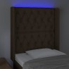 Tête de lit à LED Marron foncé 83x16x118/128 cm Tissu 