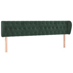 Tête de lit avec oreilles Vert foncé 203x23x78/88 cm Velours 