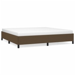 Cadre de lit sans matelas marron foncé 200x200 cm tissu 