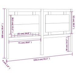 Tête de lit Marron miel 155,5x4x100 cm Bois massif de pin 