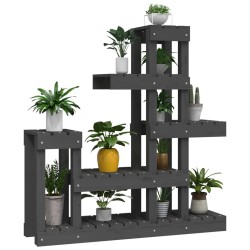 Support à plantes Gris 92x25x97 cm Bois massif de pin 