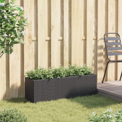 Jardinière avec 3 pots noir 105x30x32 cm résine tressée 