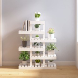Support à plantes Blanc 85x25x109,5 cm Bois massif de pin 