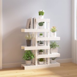 Support à plantes Blanc 85x25x109,5 cm Bois massif de pin 