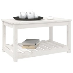 Table de jardin blanc 82,5x50,5x45 cm bois massif de pin 