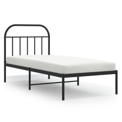 Cadre de lit métal sans matelas avec tête de lit noir 80x200 cm 