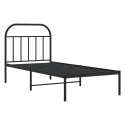 Cadre de lit métal sans matelas avec tête de lit noir 80x200 cm 