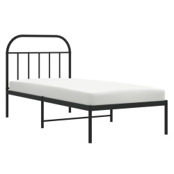 Cadre de lit métal sans matelas avec tête de lit noir 80x200 cm 