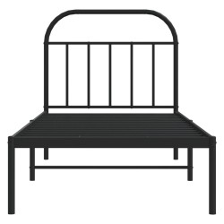 Cadre de lit métal sans matelas avec tête de lit noir 80x200 cm 