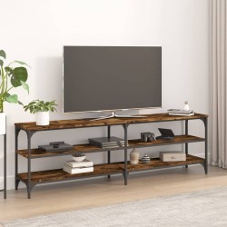 Meuble TV chêne fumé 160x30x50 cm bois d'ingénierie 