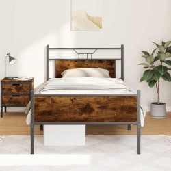 Cadre de lit sans matelas chêne fumé 100x200 cm bois ingénierie 