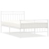 Cadre de lit métal sans matelas et pied de lit blanc 107x203 cm 
