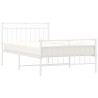 Cadre de lit métal sans matelas et pied de lit blanc 107x203 cm 