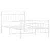 Cadre de lit métal sans matelas et pied de lit blanc 107x203 cm 