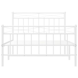 Cadre de lit métal sans matelas et pied de lit blanc 107x203 cm 