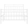 Cadre de lit métal sans matelas et pied de lit blanc 107x203 cm 