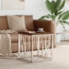 Table basse argenté acier inoxydable/bois massif récupération 