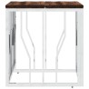 Table basse argenté acier inoxydable/bois massif récupération 