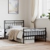 Cadre de lit métal sans matelas avec pied de lit noir 107x203cm 