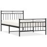 Cadre de lit métal sans matelas avec pied de lit noir 107x203cm 