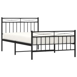 Cadre de lit métal sans matelas avec pied de lit noir 107x203cm 