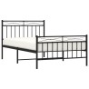 Cadre de lit métal sans matelas avec pied de lit noir 107x203cm 