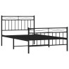 Cadre de lit métal sans matelas avec pied de lit noir 107x203cm 