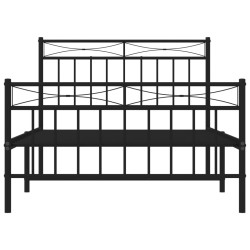 Cadre de lit métal sans matelas avec pied de lit noir 107x203cm 