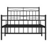 Cadre de lit métal sans matelas avec pied de lit noir 107x203cm 