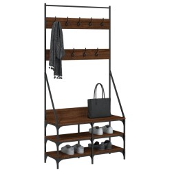 Porte-vêtements et rangement des chaussures chêne marron 